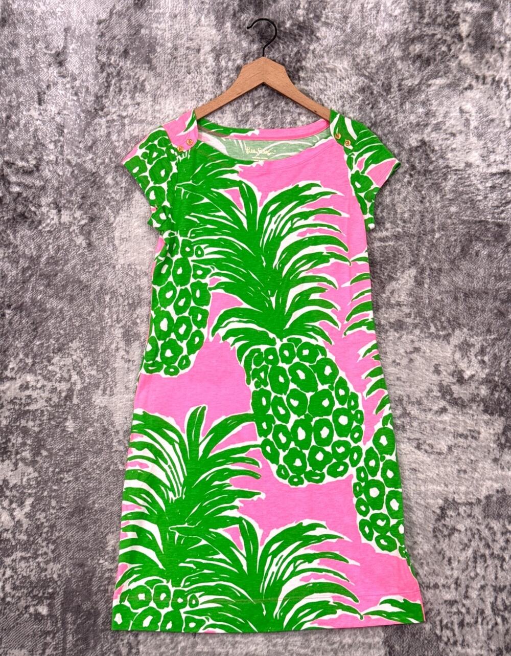 Lilly Pulitzer Dress Small Womens Pink & Green Pineapple Pima Cotton